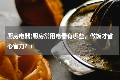 厨房电器(厨房常用电器有哪些，做饭才省心省力？)