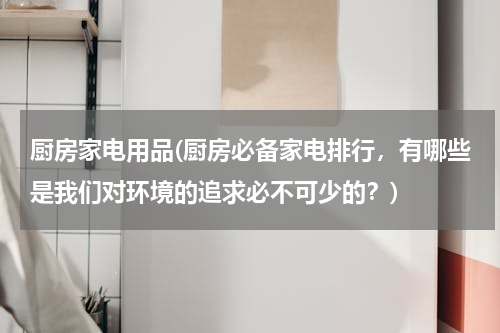 厨房家电用品(厨房必备家电排行，有哪些是我们对环境的追求必不可少的？)