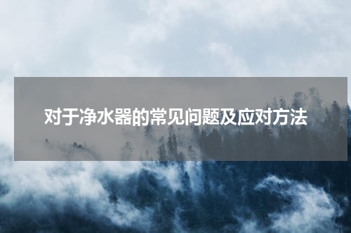 对于净水器的常见问题及应对方法